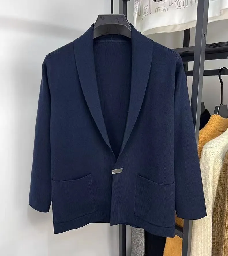 Advbridge Autumn Winter Men Knitted Suit Jacket Fashion Slim Fit Wool Sweater Tops Blazers Trendy Streetwear Casual Cardigan Knitwear Coat