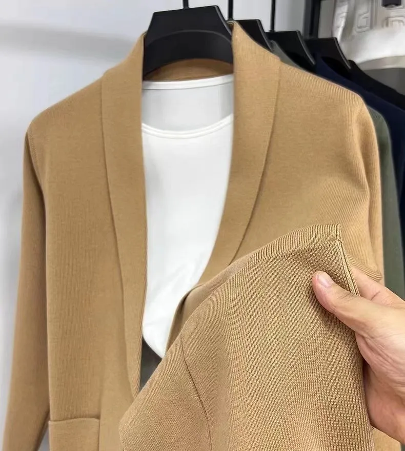 Advbridge Autumn Winter Men Knitted Suit Jacket Fashion Slim Fit Wool Sweater Tops Blazers Trendy Streetwear Casual Cardigan Knitwear Coat