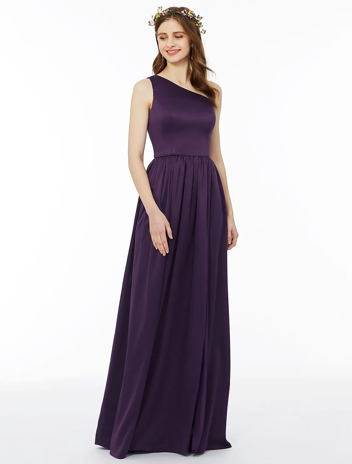 Ball Gown / A-Line Bridesmaid Dress One Shoulder Sleeveless Floor Length Chiffon with Sash / Ribbon / Pleats / Split Front