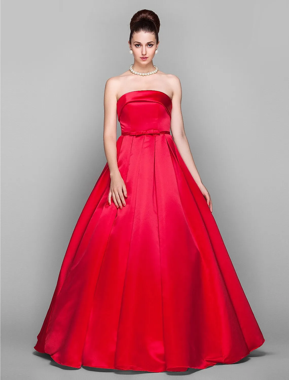 Ball Gown Elegant Dress Quinceanera Floor Length Sleeveless Strapless Satin with Bow(s)