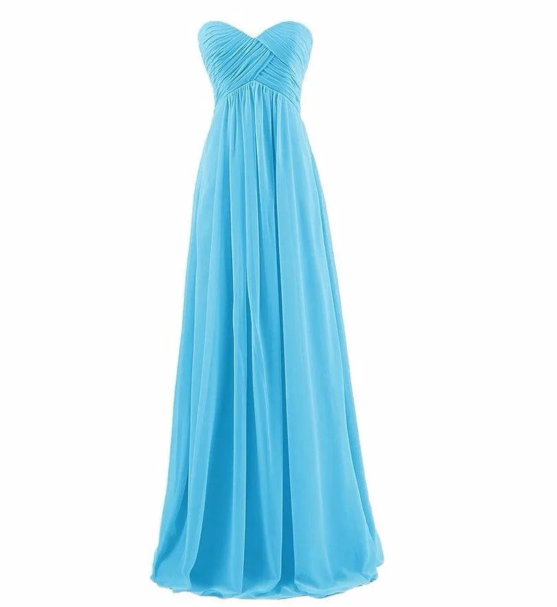 Ball Gown Strapless Long bridesmaids dresses wedding party gown