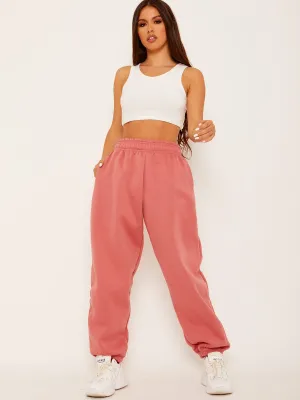 Barbara Oversized Fleece Joggers In Rose Gold
