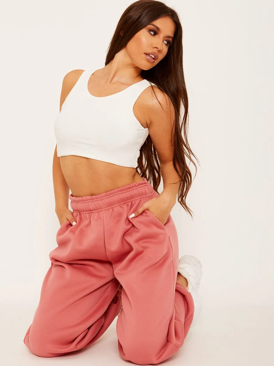 Barbara Oversized Fleece Joggers In Rose Gold
