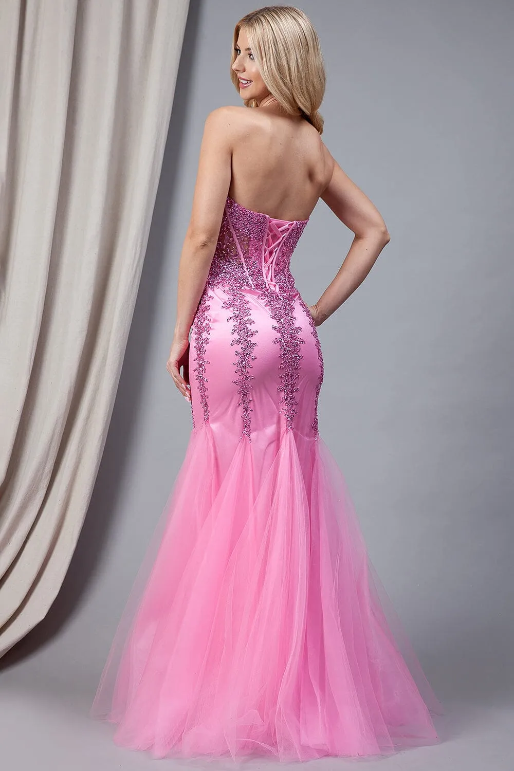Beaded Strapless Mermaid Dress by Amelia Couture 774