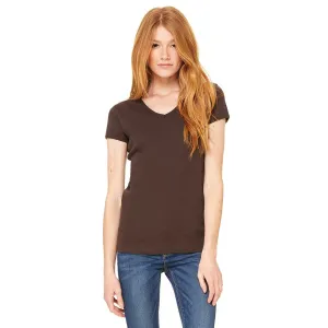 Bella   Canvas Women's Chocolate Stretch Rib Short-Sleeve V-Neck T-Shirt