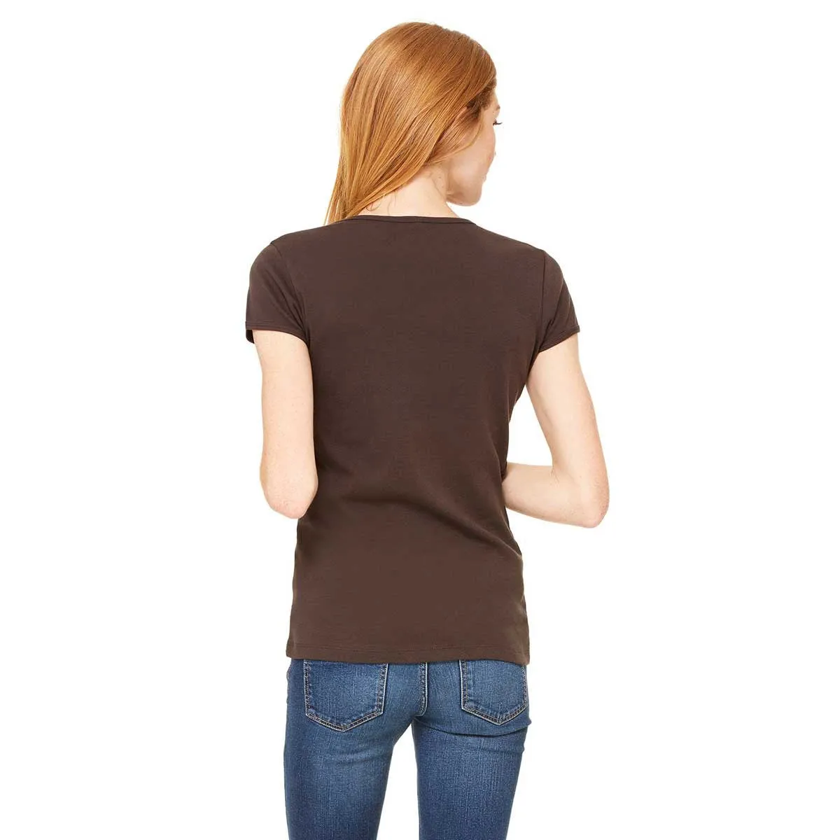 Bella   Canvas Women's Chocolate Stretch Rib Short-Sleeve V-Neck T-Shirt