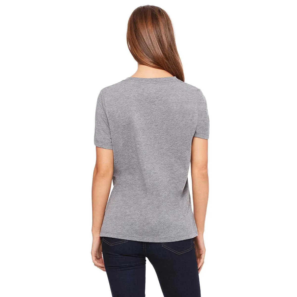 Bella   Canvas Women's Grey Triblend Relaxed Jersey Short-Sleeve V-Neck T-Shirt