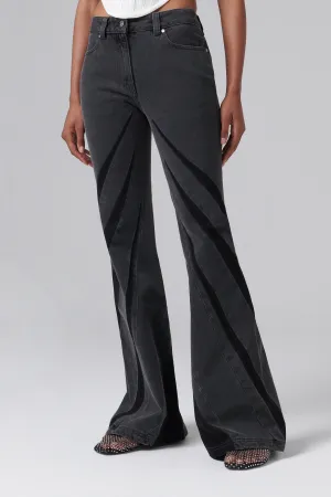 Black Darted Bootcut Jean