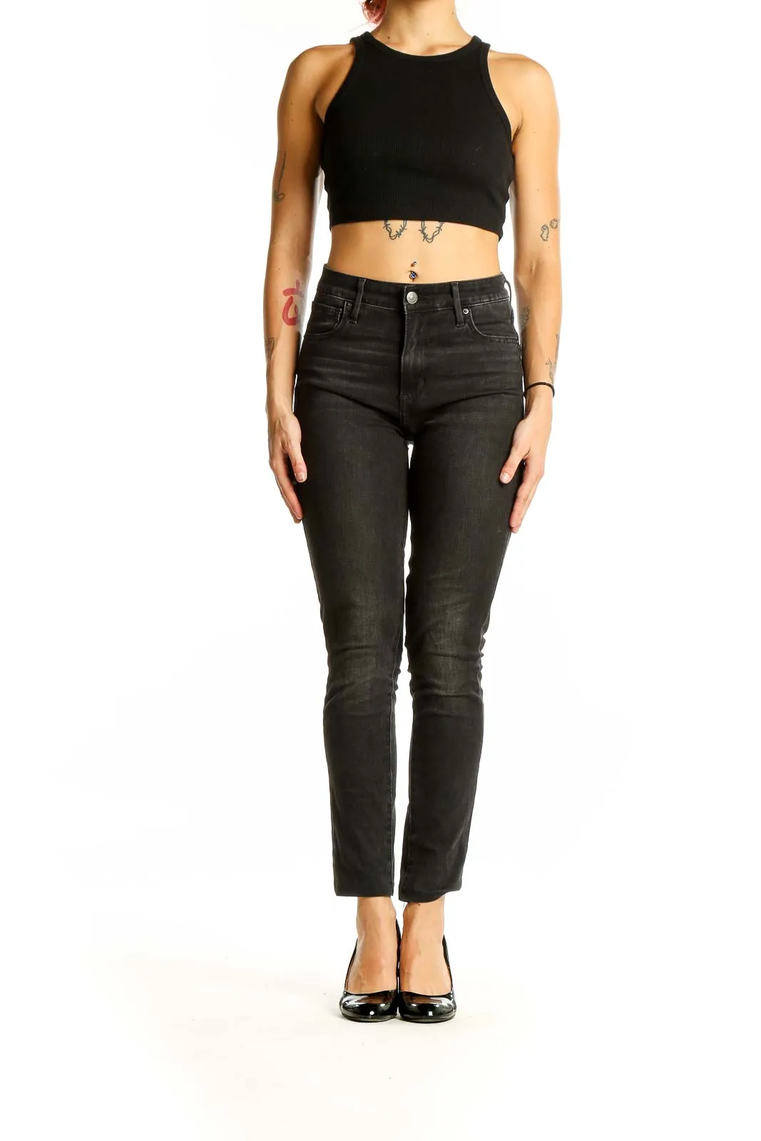 Black Slim Fit High-Waisted Jeans