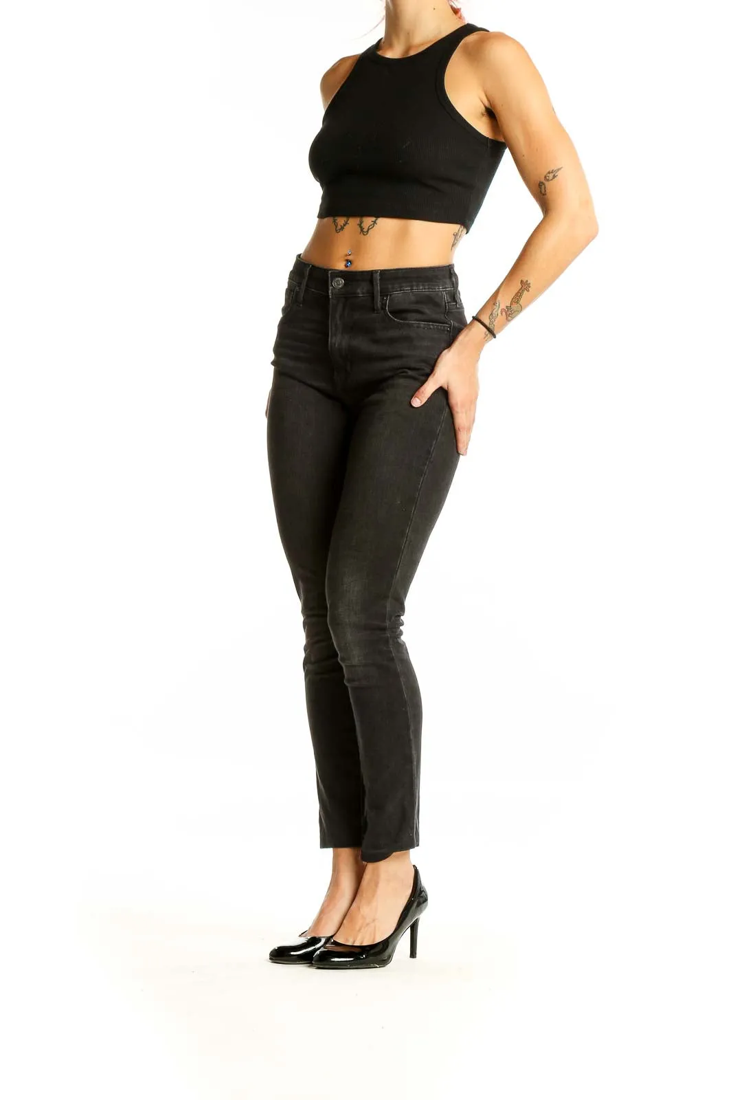 Black Slim Fit High-Waisted Jeans