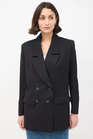 Black Wool Oversized Double Breasted Blazer