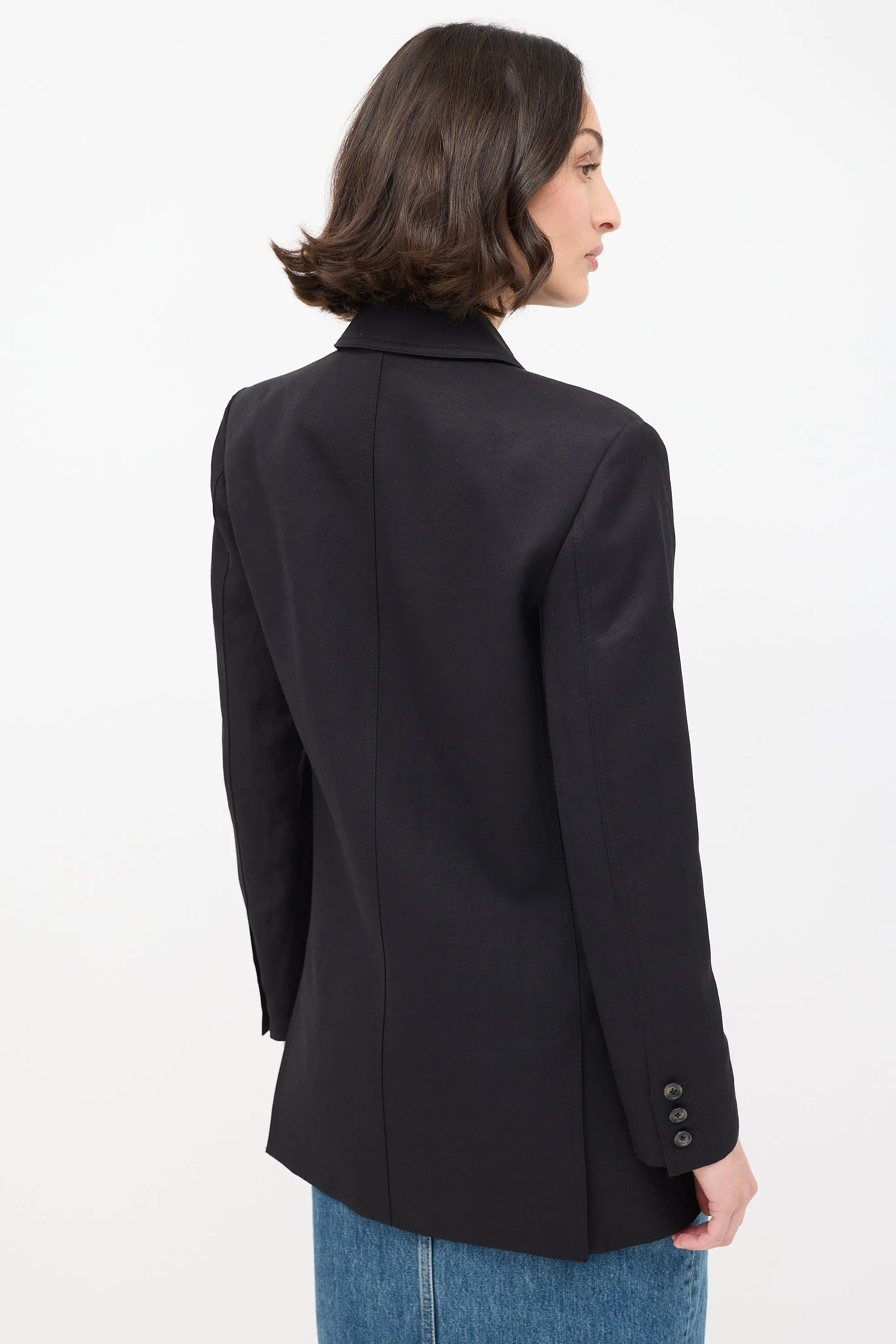 Black Wool Oversized Double Breasted Blazer