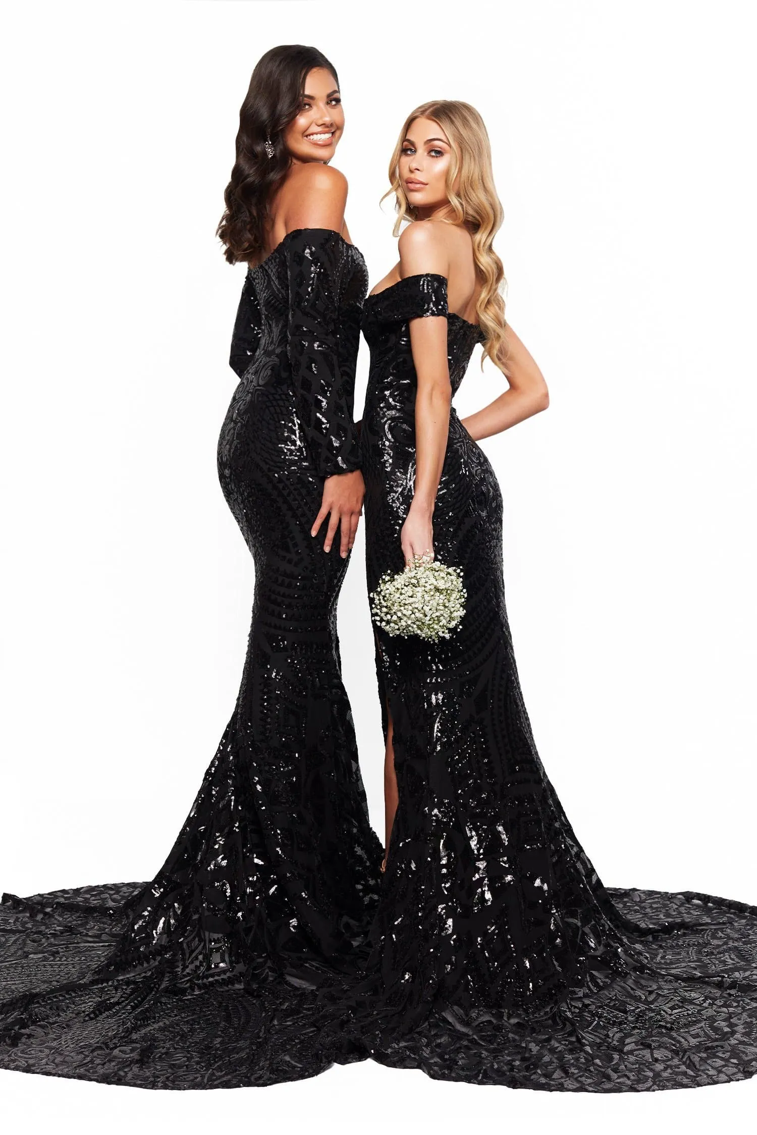 Bridesmaids Amara Sequin Gown - Black
