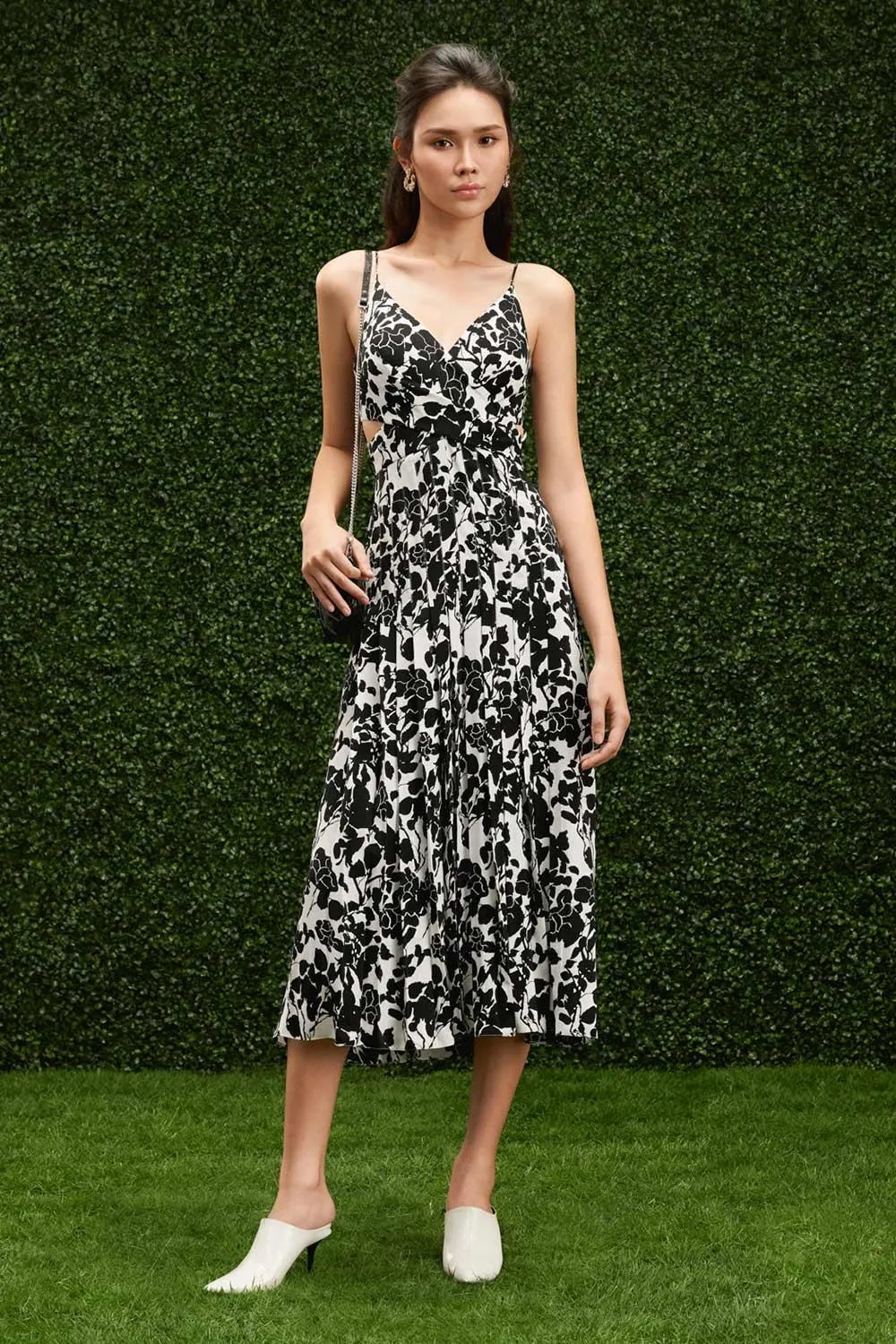 Chandler Empire Pleated Polyester Midi Dress
