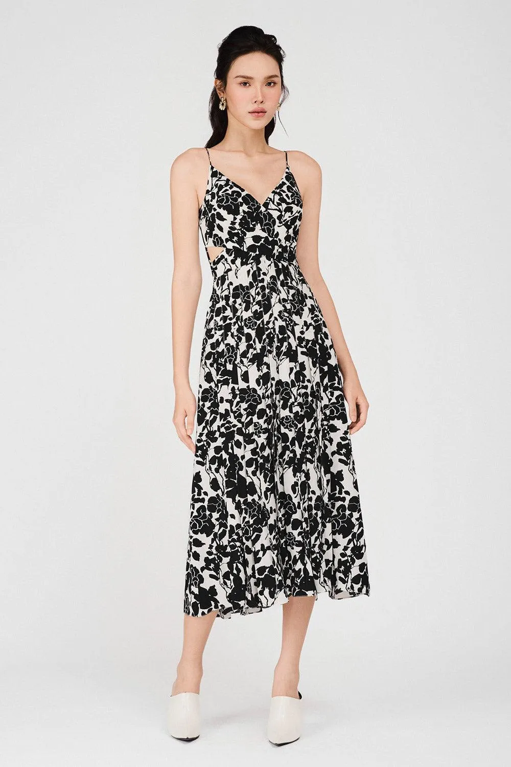 Chandler Empire Pleated Polyester Midi Dress