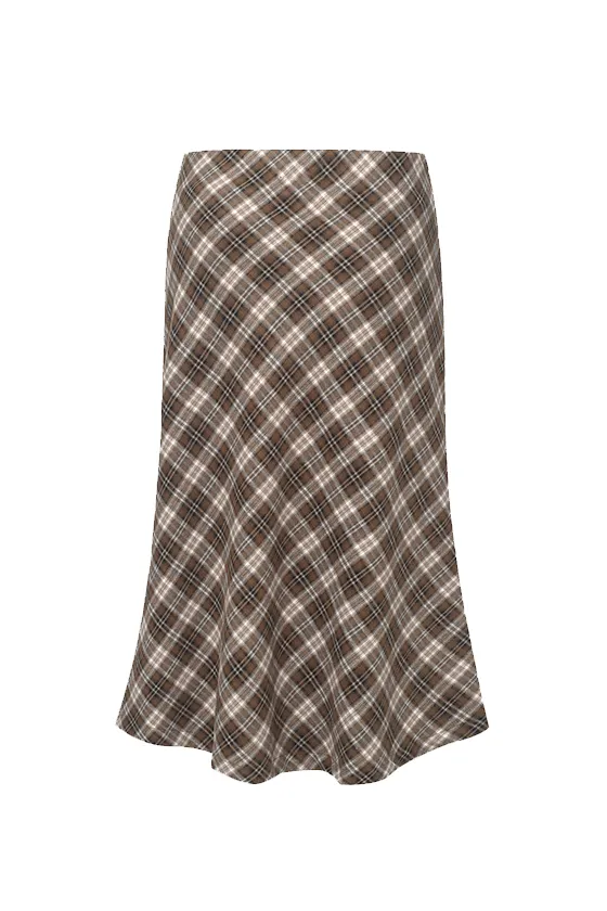 Classic A-Line Plaid Midi Skirt