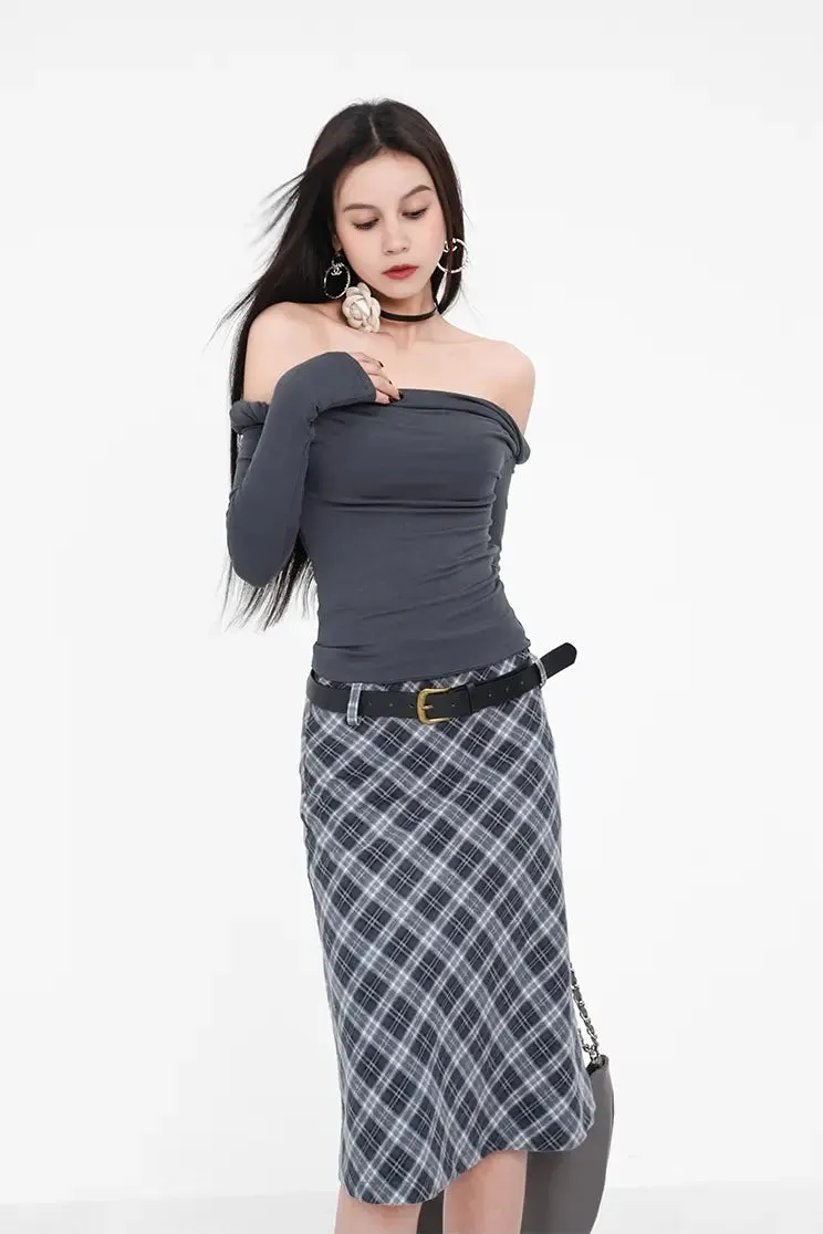 Classic A-Line Plaid Midi Skirt