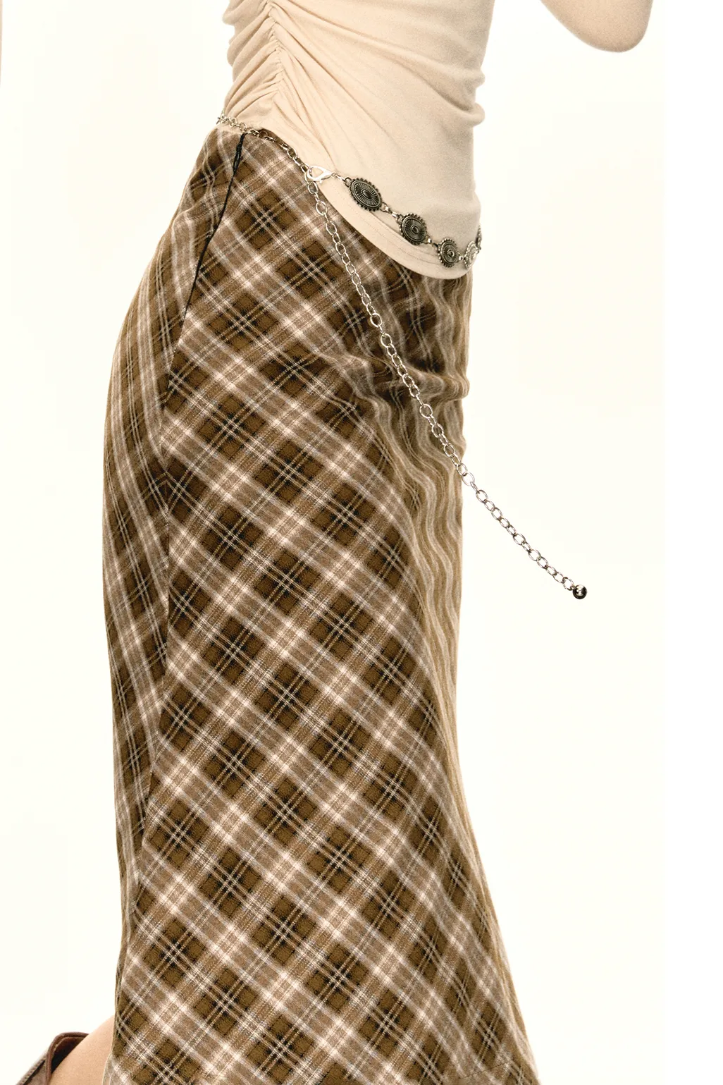 Classic A-Line Plaid Midi Skirt