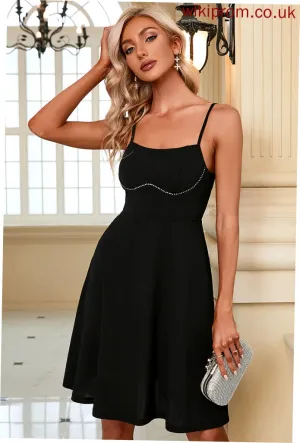 Club Dresses Square Mini Neck Dresses Sleeveless Hot Lorena Drilling A-line Polyester Elegant
