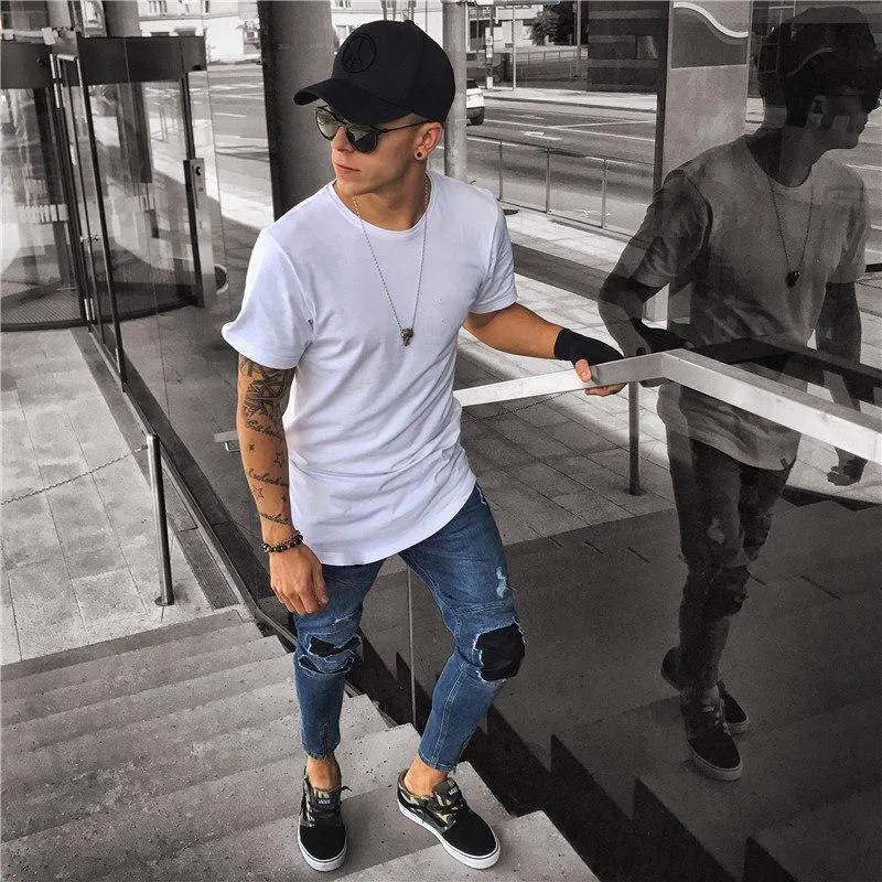 Dark Blue Skinny Tapered Ankle Zipper Jeans