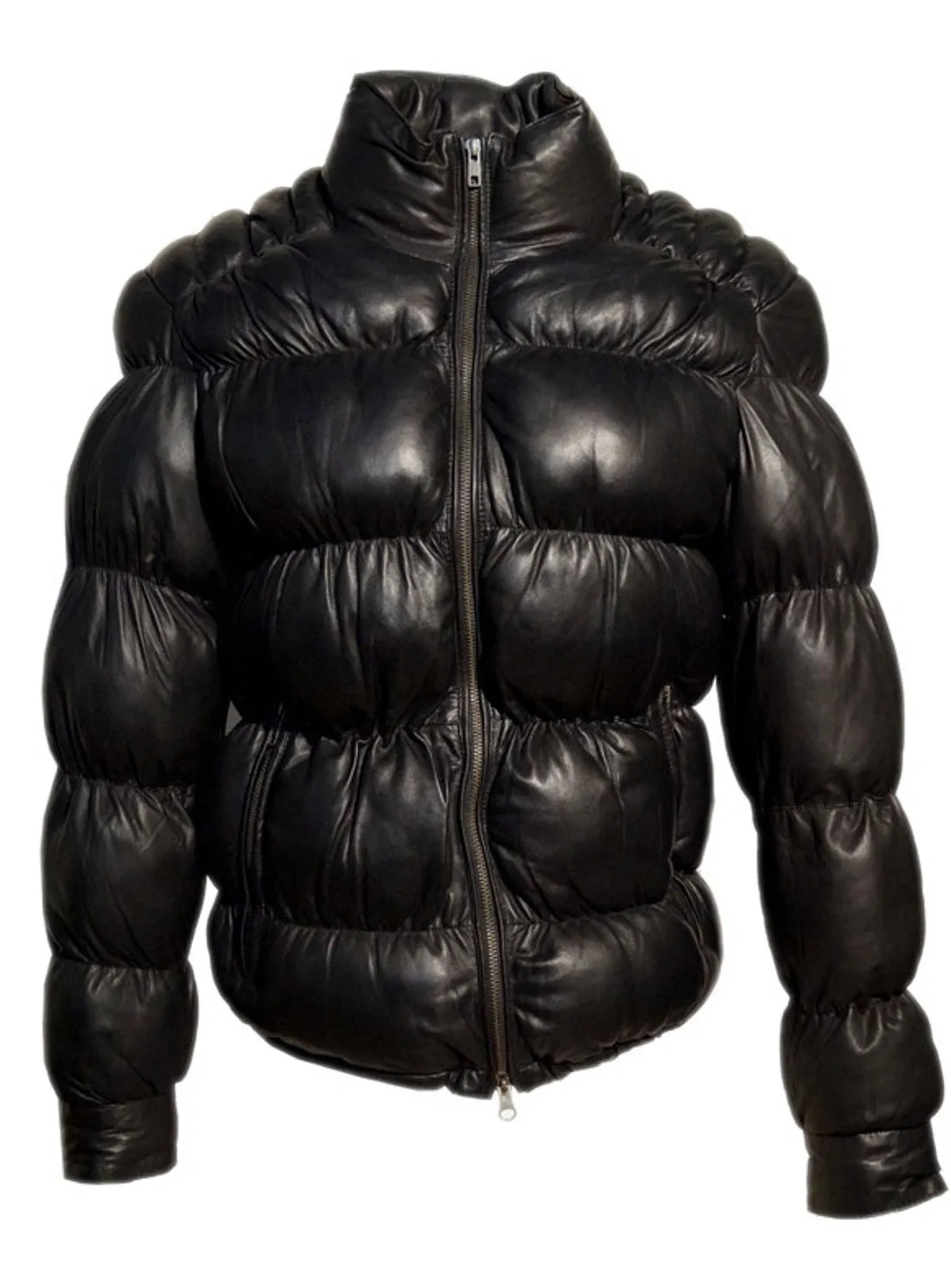 Designer Women Leather Puffer Down Jacket