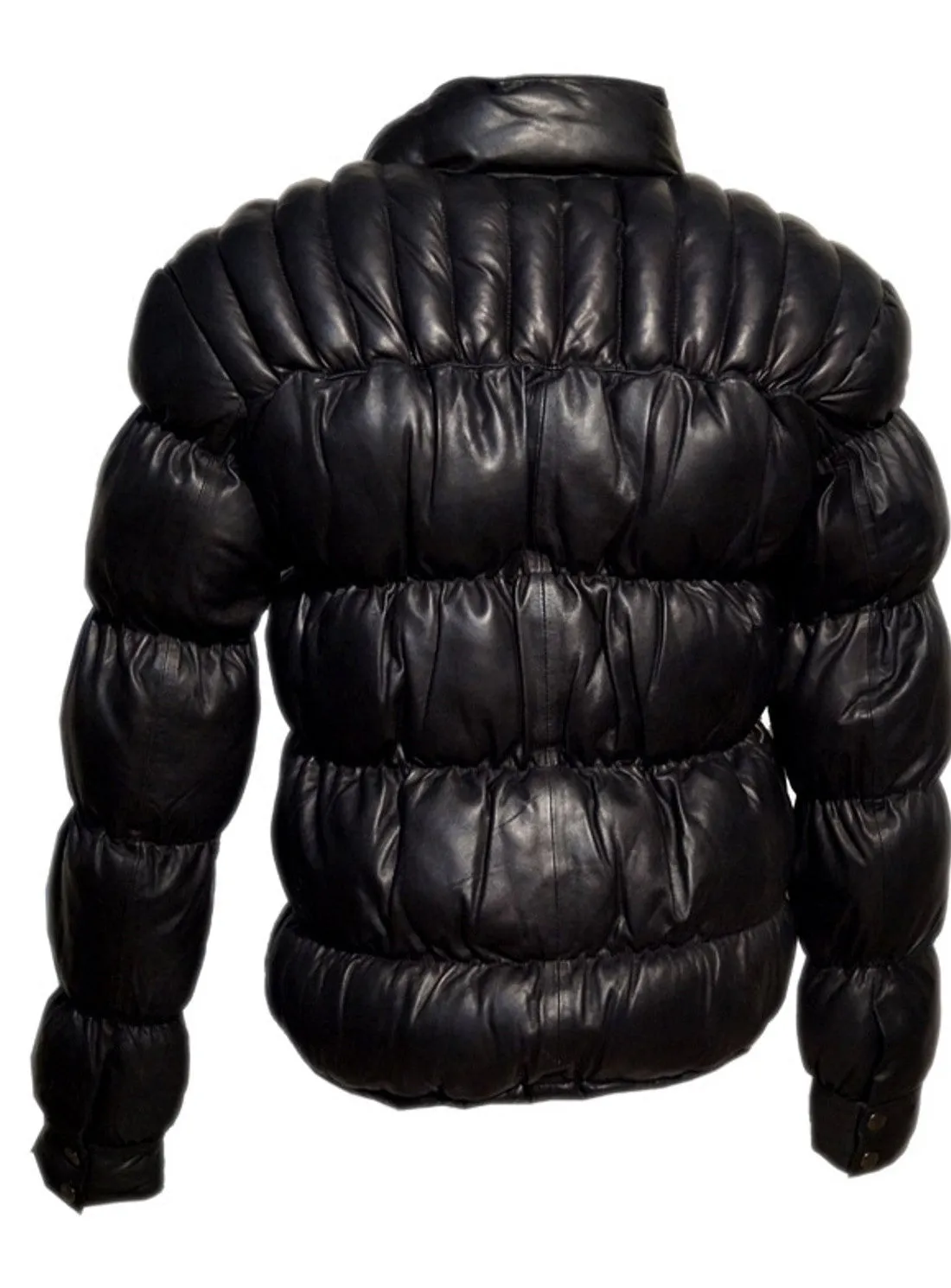 Designer Women Leather Puffer Down Jacket