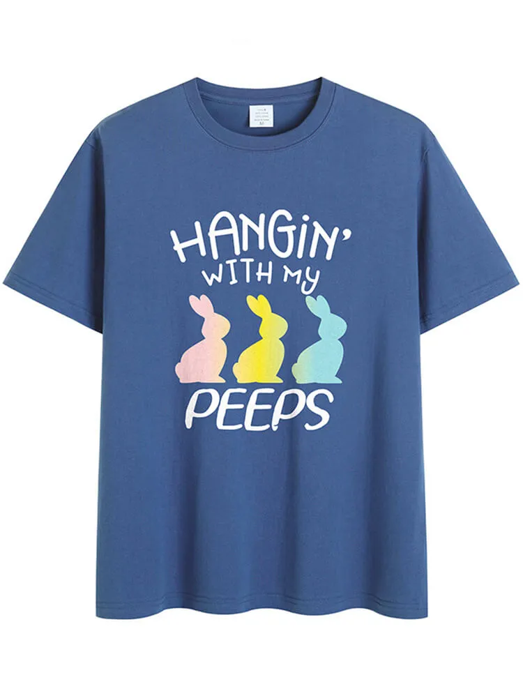 Easter Short Sleeve Bunny Print T-shirt