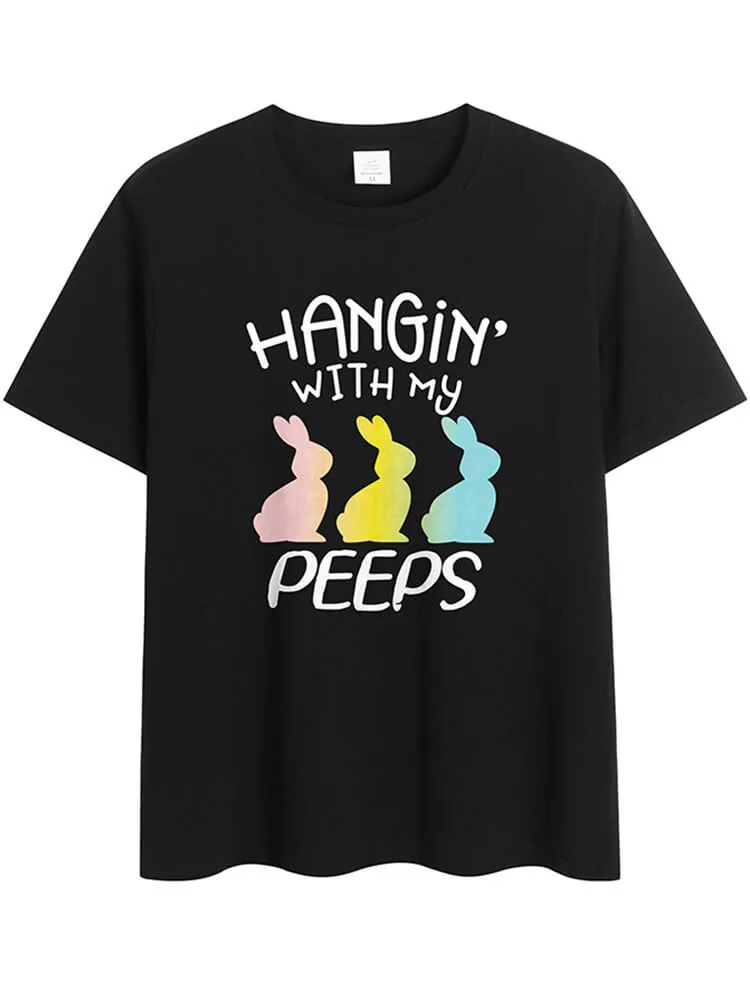 Easter Short Sleeve Bunny Print T-shirt