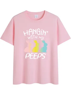 Easter Short Sleeve Bunny Print T-shirt