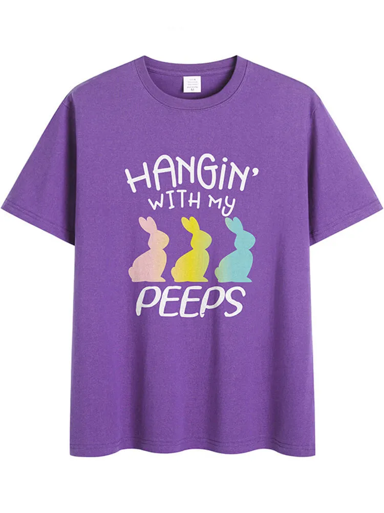 Easter Short Sleeve Bunny Print T-shirt