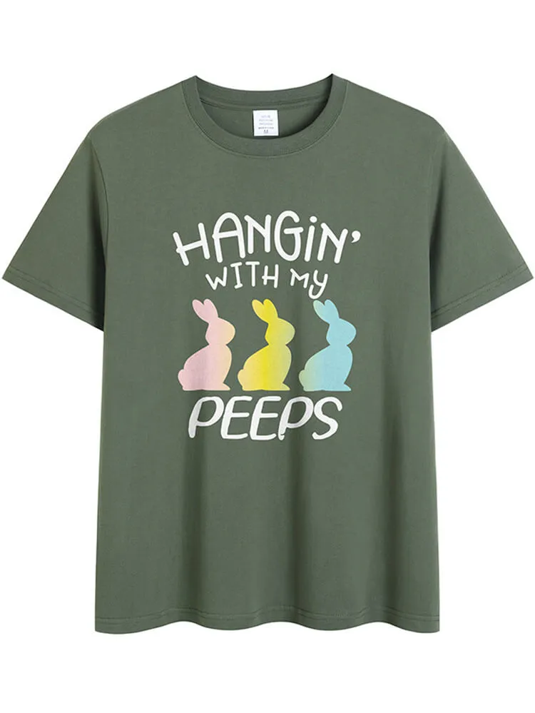 Easter Short Sleeve Bunny Print T-shirt