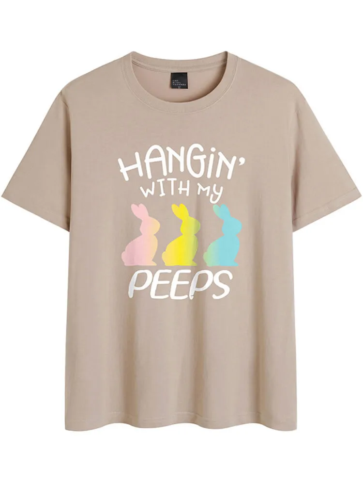 Easter Short Sleeve Bunny Print T-shirt