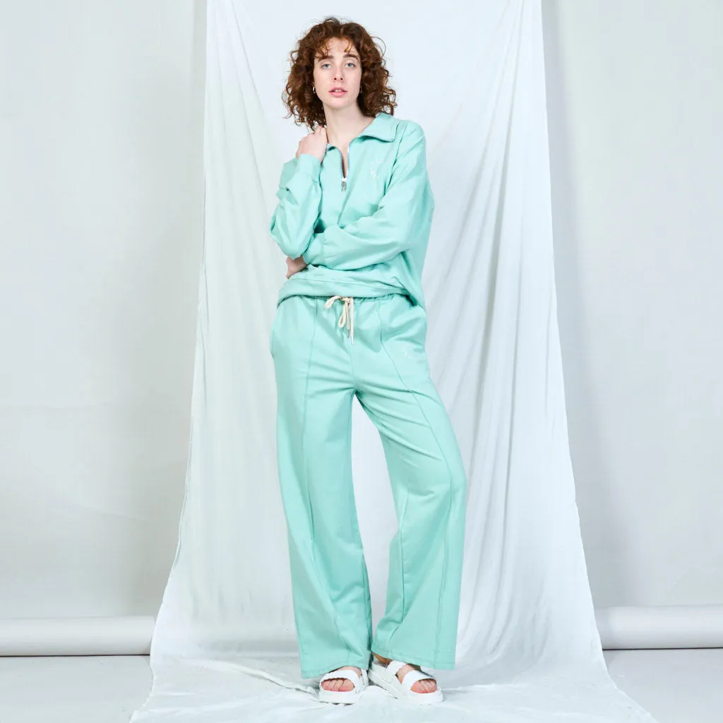 Embroidered drawstring trousers wholesale