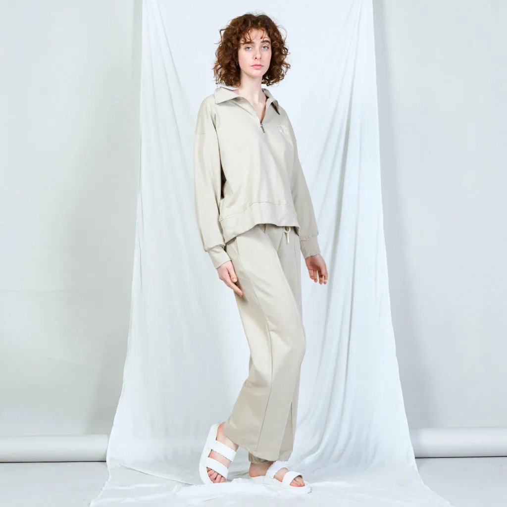 Embroidered drawstring trousers wholesale
