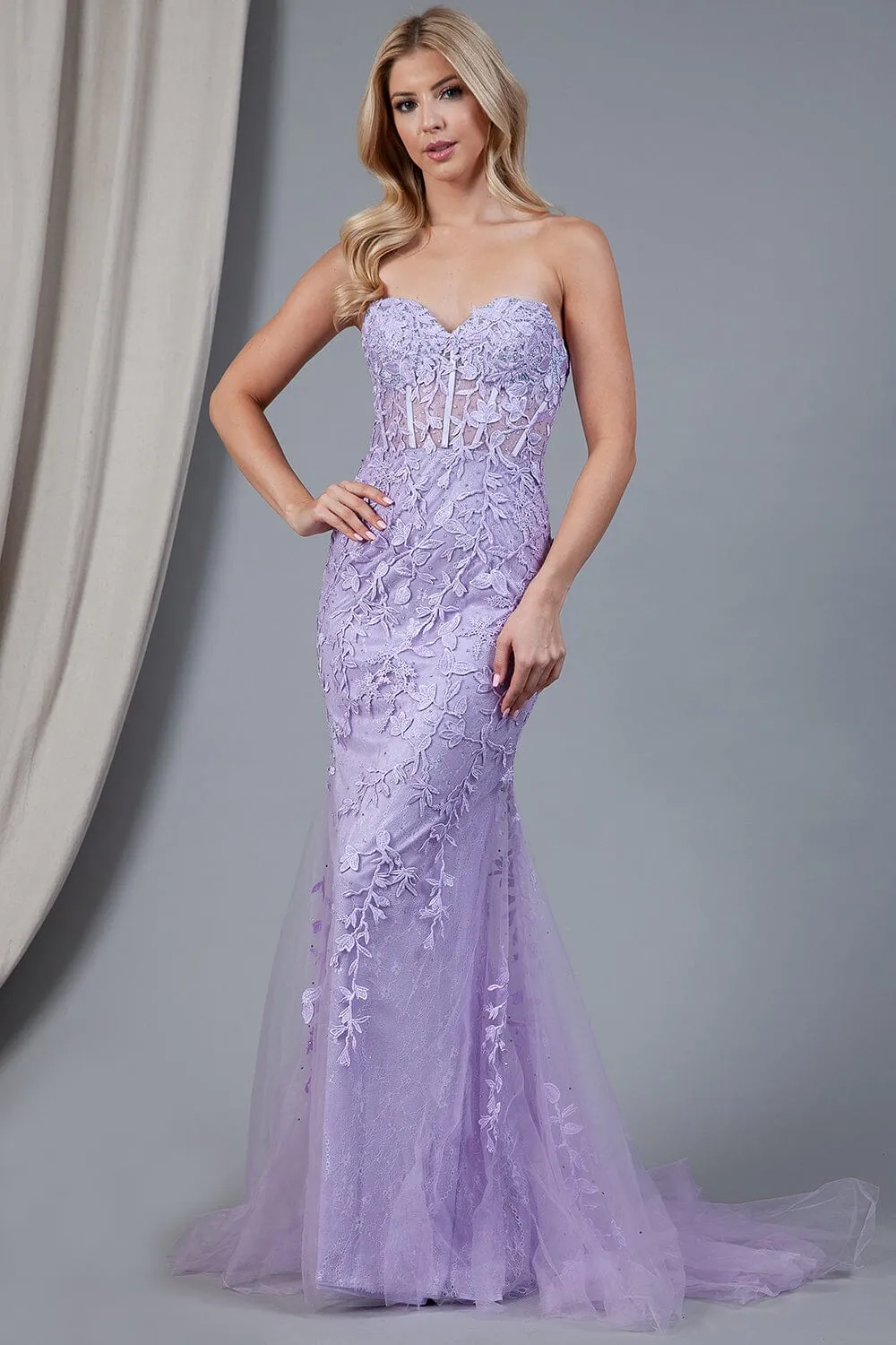 Embroidered Strapless Mermaid Dress by Amelia Couture 7024