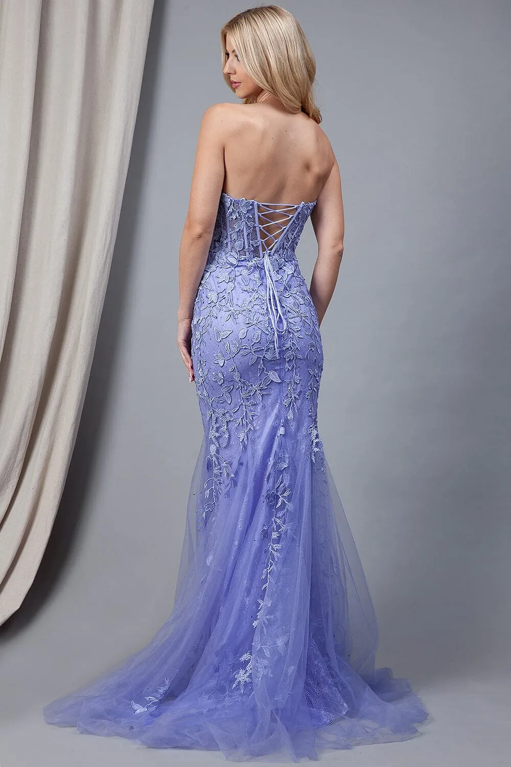 Embroidered Strapless Mermaid Dress by Amelia Couture 7024