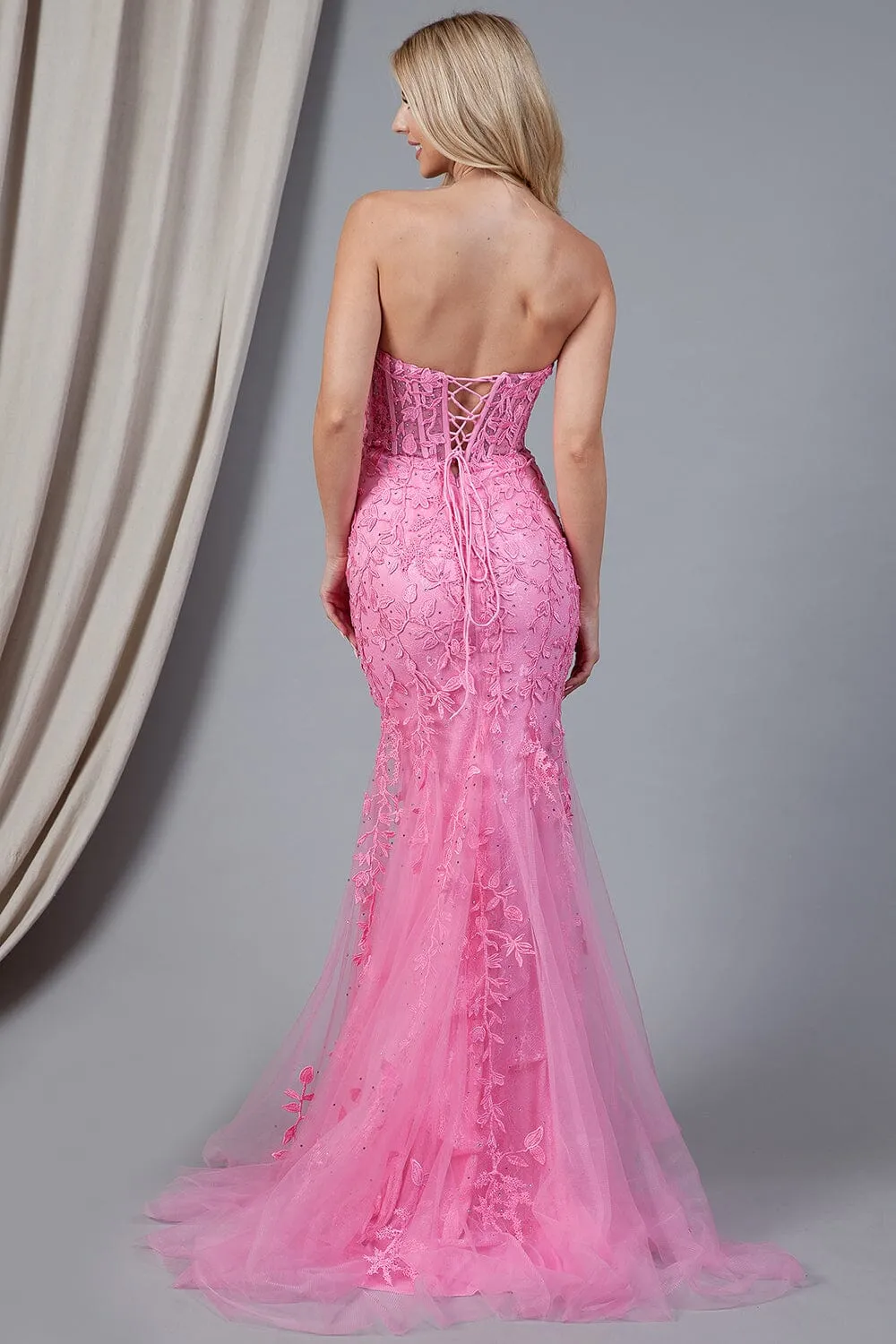 Embroidered Strapless Mermaid Dress by Amelia Couture 7024