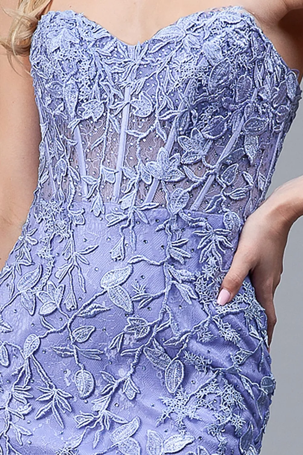Embroidered Strapless Mermaid Dress by Amelia Couture 7024
