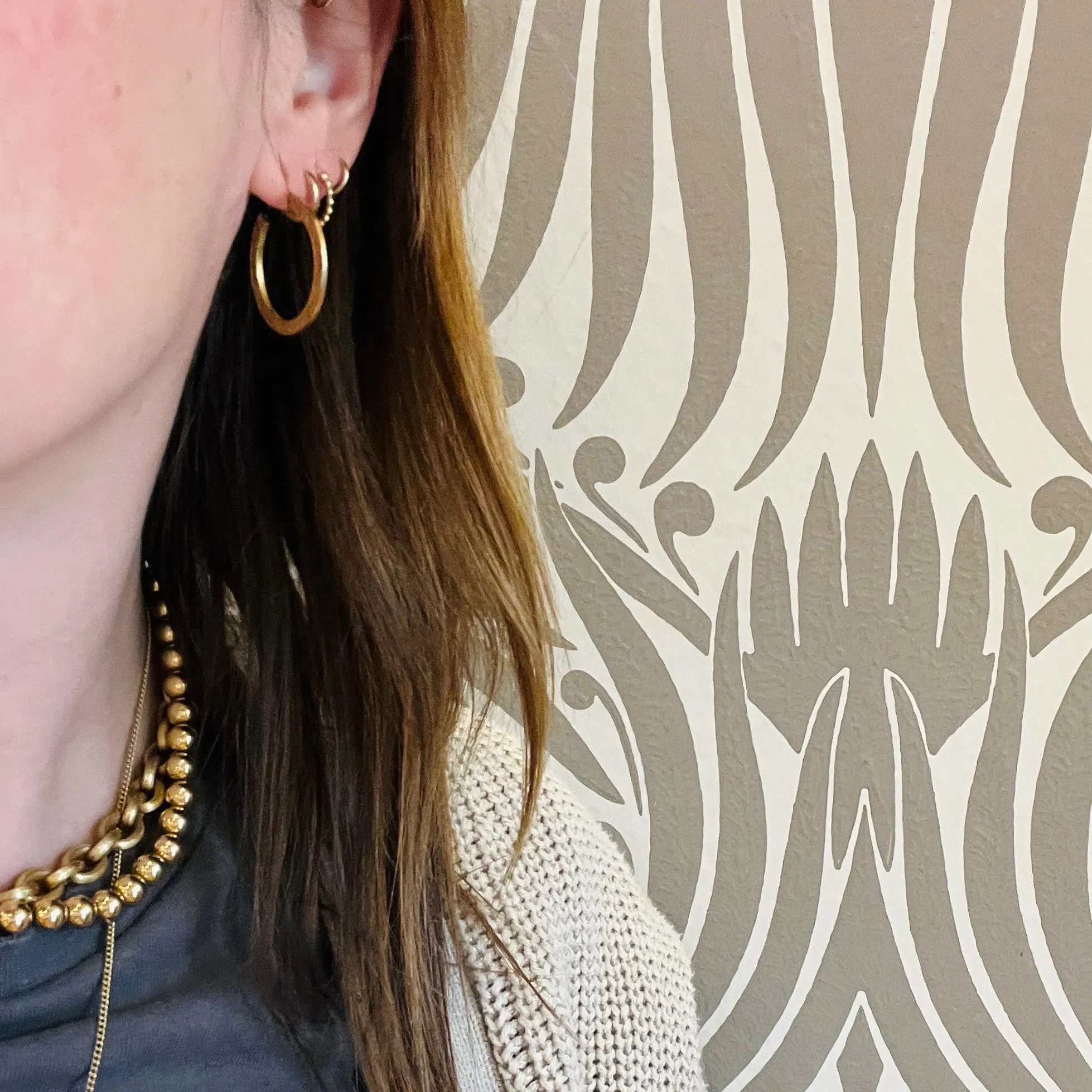 Engraved Edwardian Gold-Filled Hoops