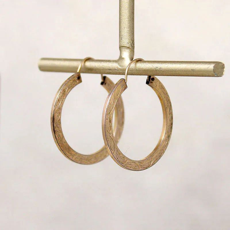 Engraved Edwardian Gold-Filled Hoops