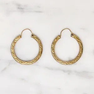 Engraved Edwardian Gold-Filled Hoops