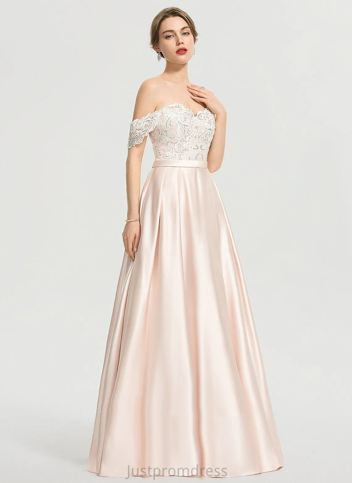 Floor-Length Satin Eileen Wedding Dresses Wedding Off-the-Shoulder Ball-Gown/Princess With Dress Sequins Lace