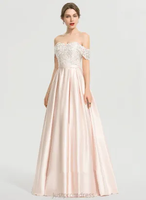 Floor-Length Satin Eileen Wedding Dresses Wedding Off-the-Shoulder Ball-Gown/Princess With Dress Sequins Lace