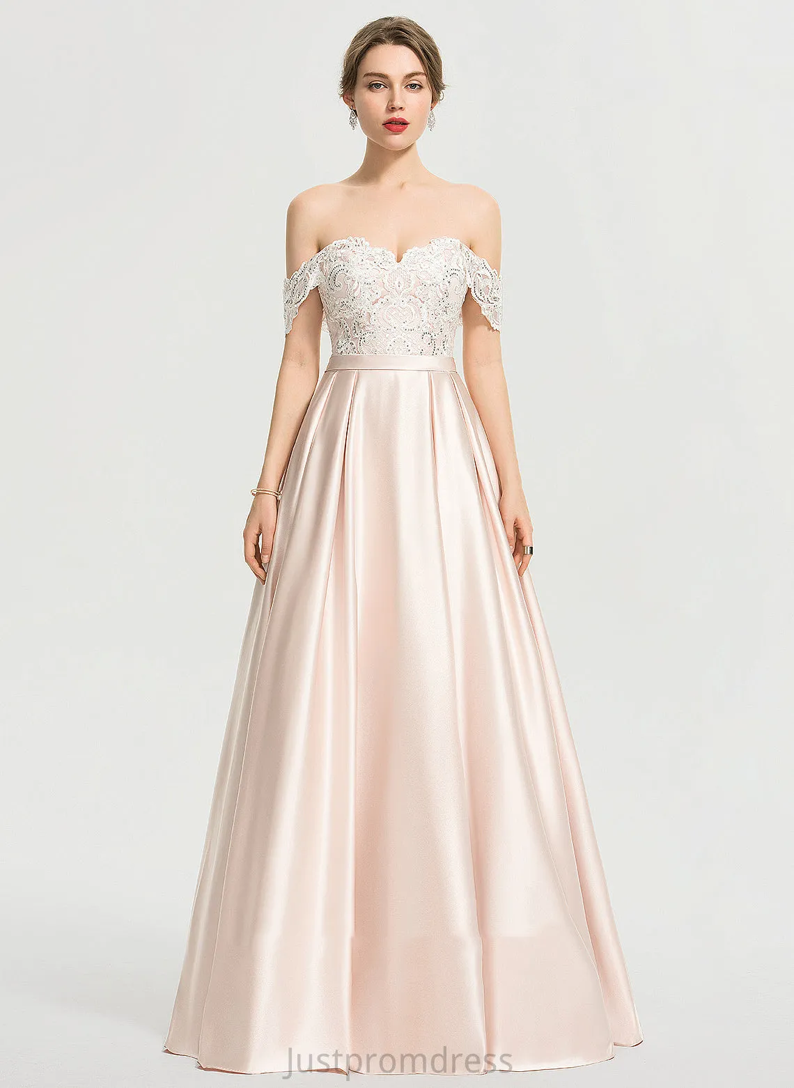 Floor-Length Satin Eileen Wedding Dresses Wedding Off-the-Shoulder Ball-Gown/Princess With Dress Sequins Lace