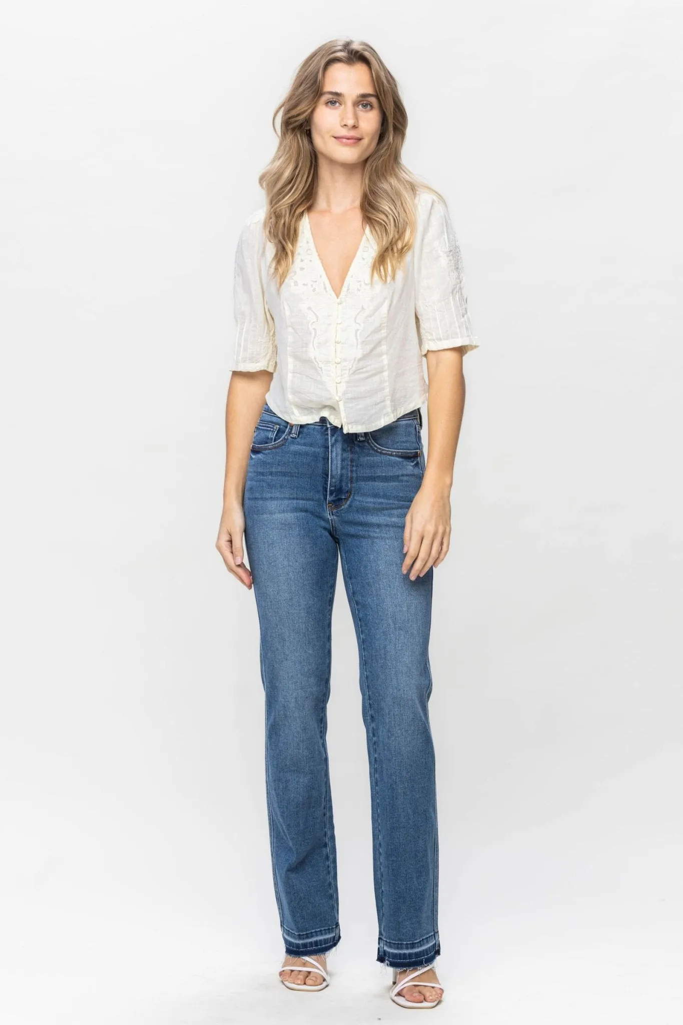 Judy Blue Dixie Raw Hem Tummy Control Slim Bootcut Jeans