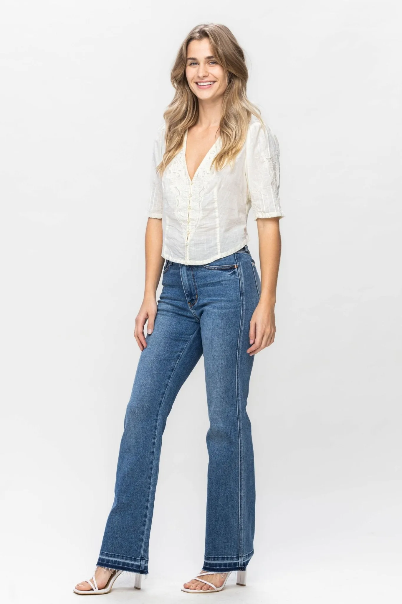 Judy Blue Dixie Raw Hem Tummy Control Slim Bootcut Jeans