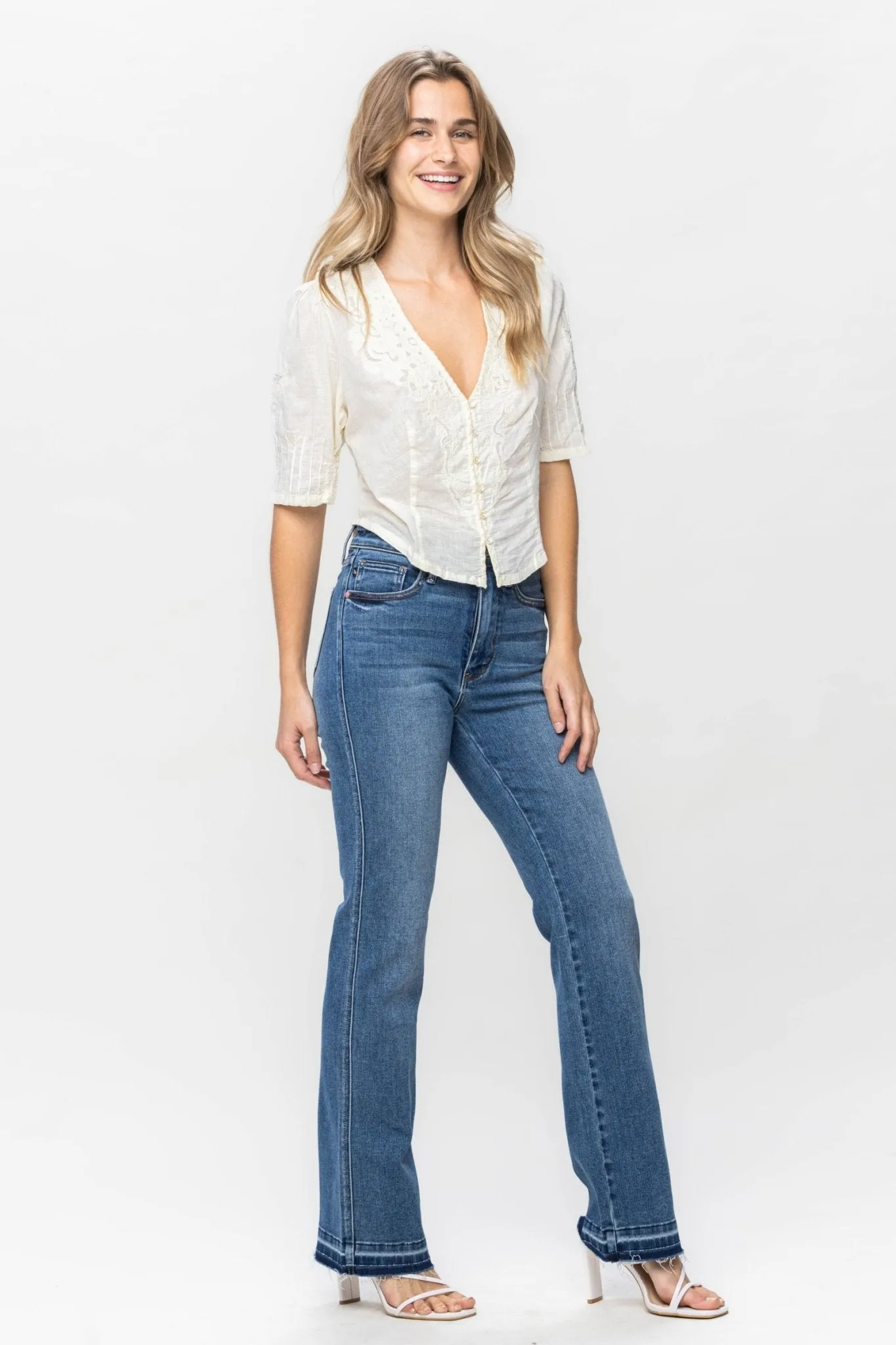 Judy Blue Dixie Raw Hem Tummy Control Slim Bootcut Jeans