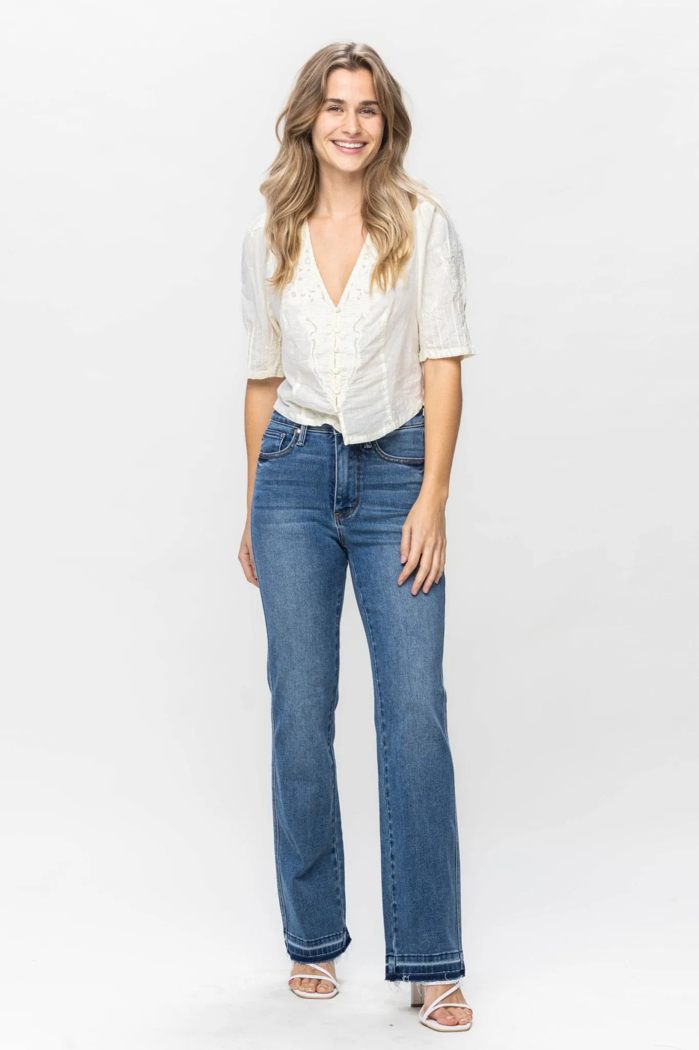 Judy Blue Dixie Raw Hem Tummy Control Slim Bootcut Jeans