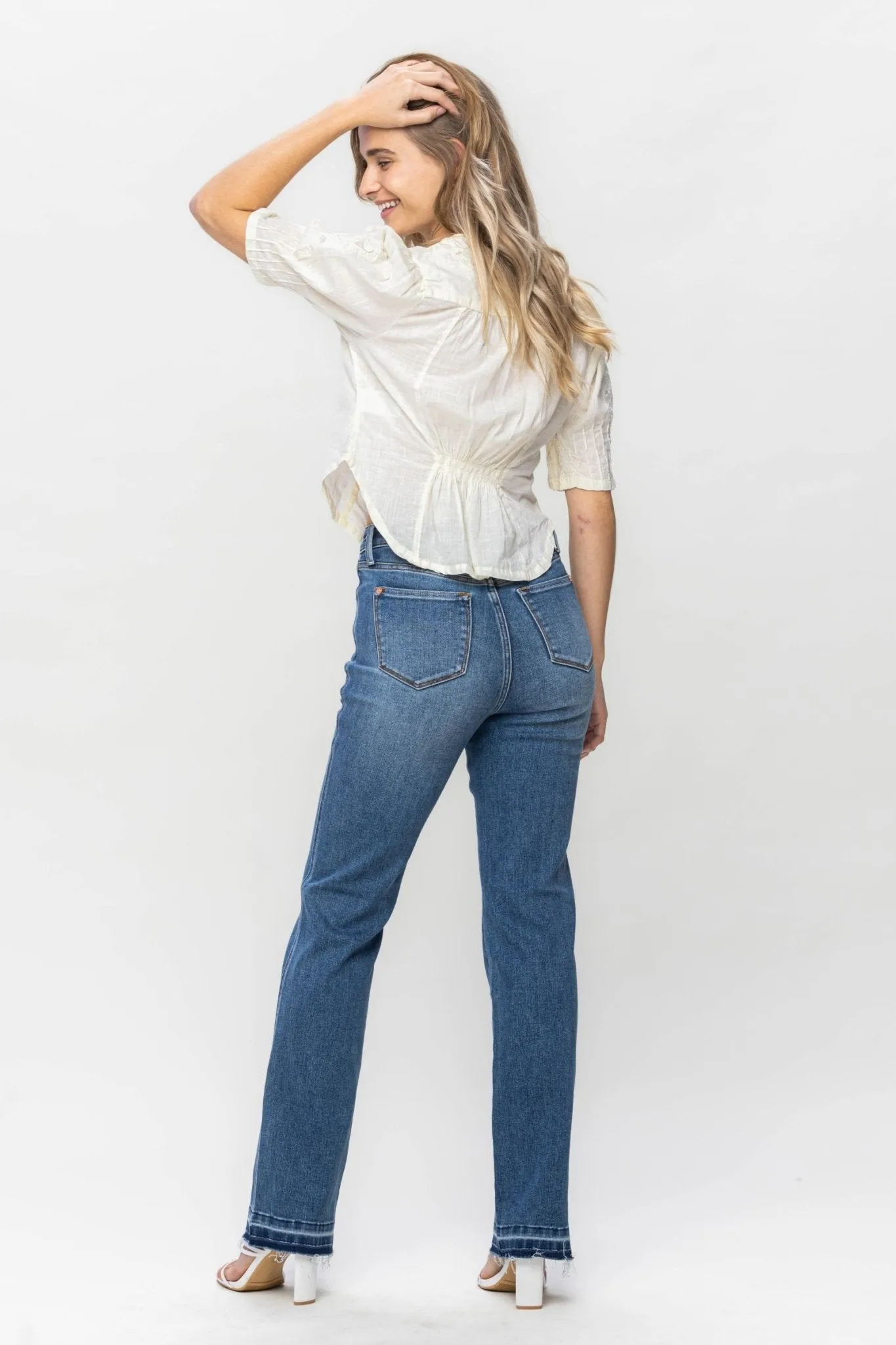 Judy Blue Dixie Raw Hem Tummy Control Slim Bootcut Jeans