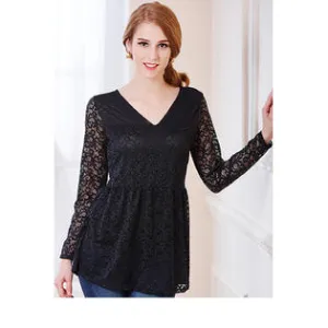 Ketty More Women Pleated Waist Tight Bust V-Neck Blouse-KMWSB847